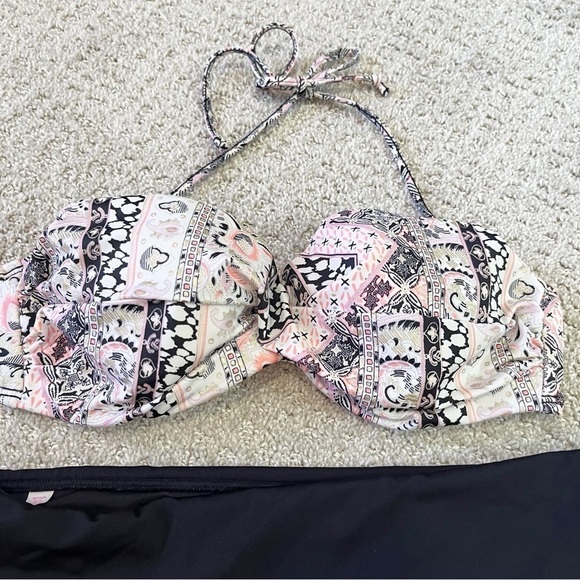 Victorias Secret Foldover Bikini Black Pink Sz 34C / M Convertible Cheeky Padded - Picture 5 of 12